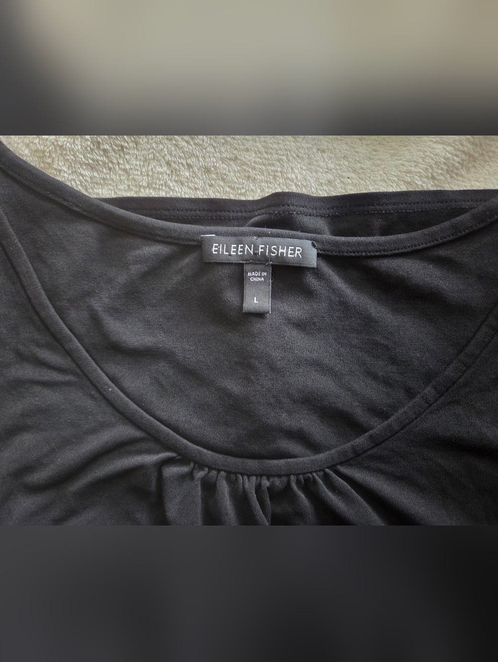 Eileen Fisher Black Gathered Scoop Neck Camisole